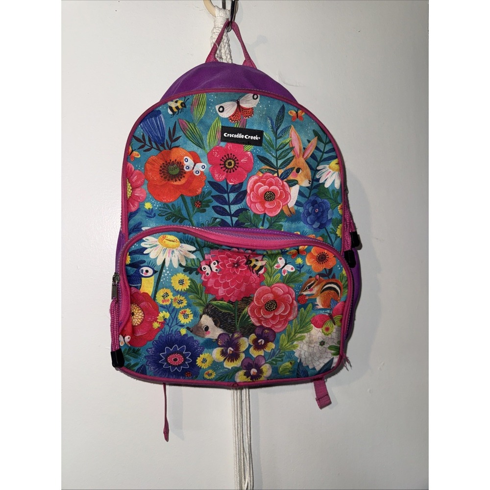 Crocodile Creek Woodland Animals Kids Backpack – Hedgehog, Rabbit, Flowers